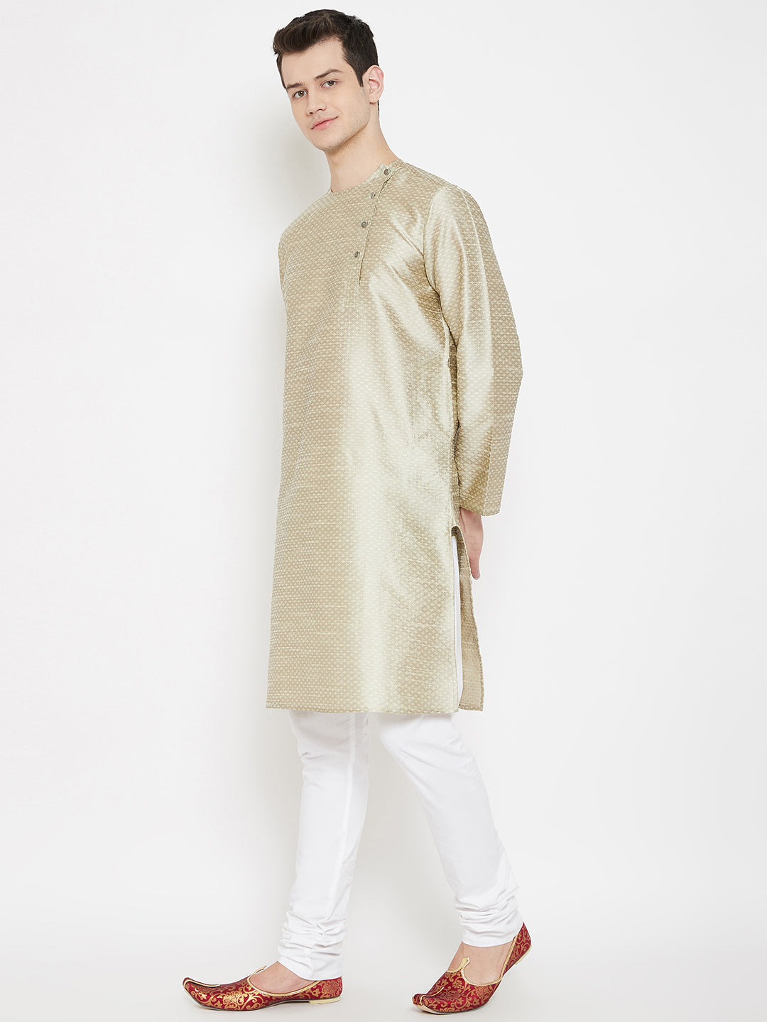 Men's Cream Viscose Silk Kurta