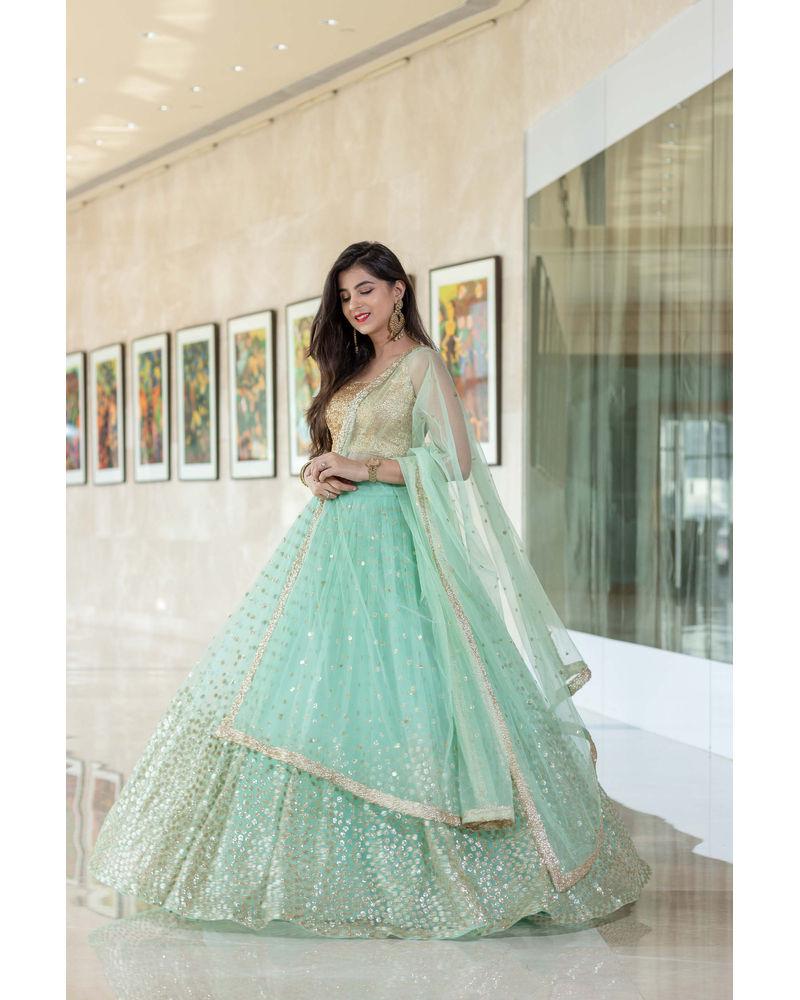 Women's Mint Green Lehenga (3pcs set)