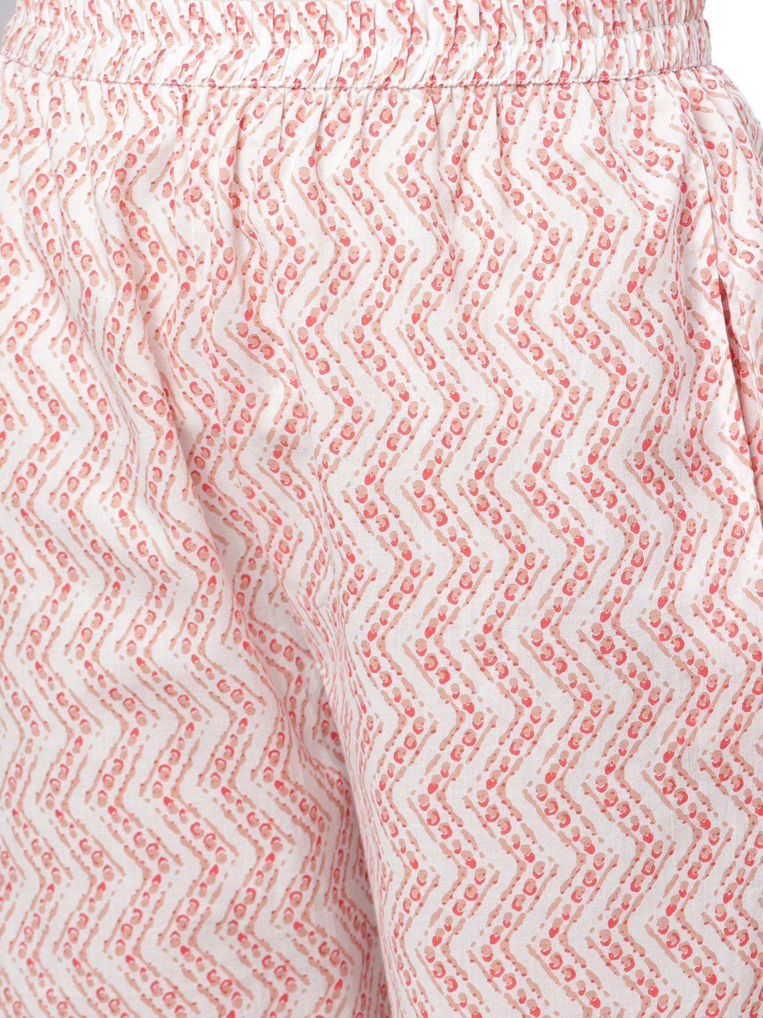 Women's Orange Printed 3/4 Sleeve Cotton Round Neck Kurta & Pant Set - Myshka