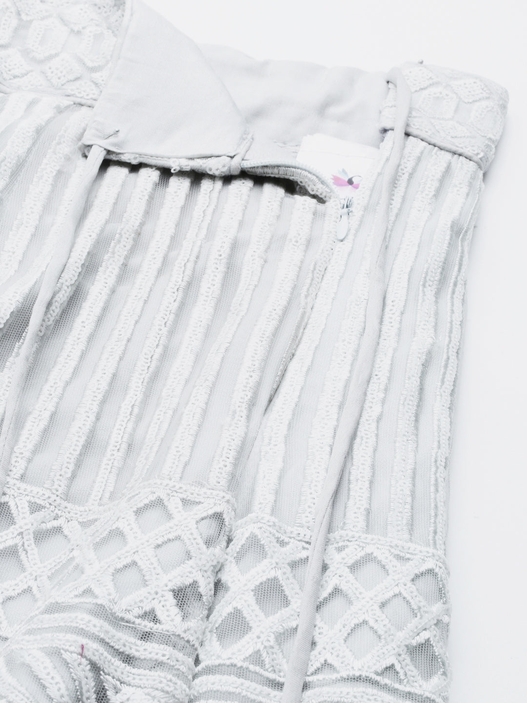 Women's Grey Net Sequinse Work Fully-Stitched Lehenga & Stitched Blouse, Dupatta - Royal Dwells