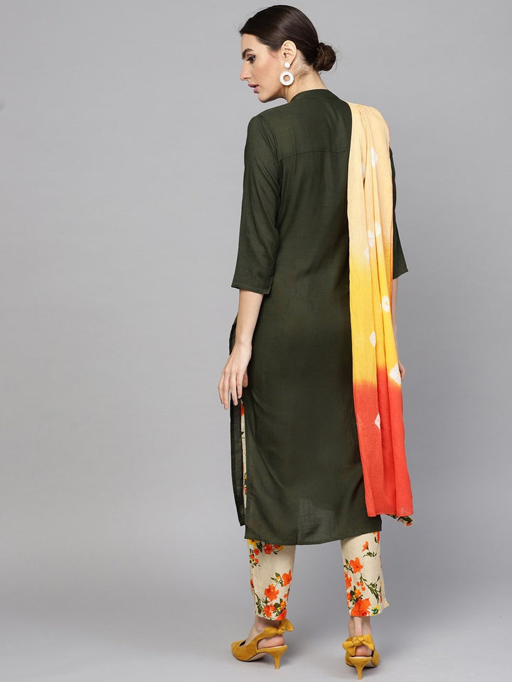 Women's Green Kurta Printed Set