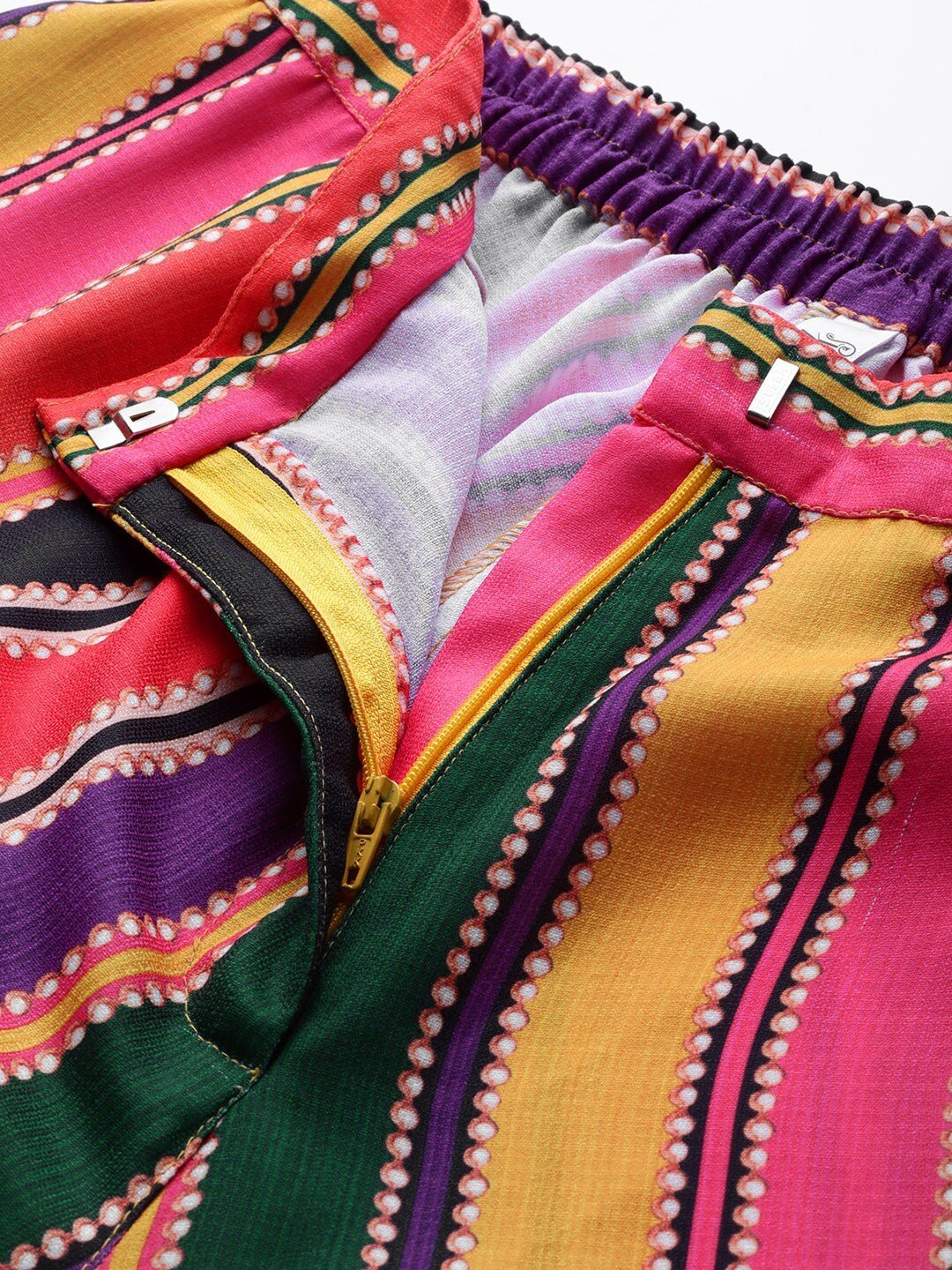 Women's  Multicoloured Striped Flared Palazzos - AKS