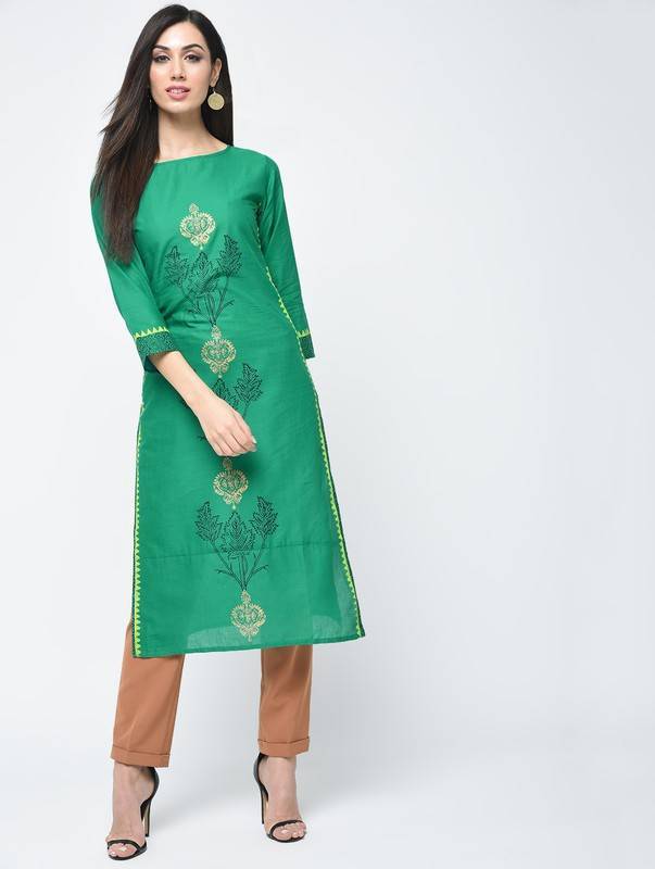 Women's Block Printed Straight Kurta