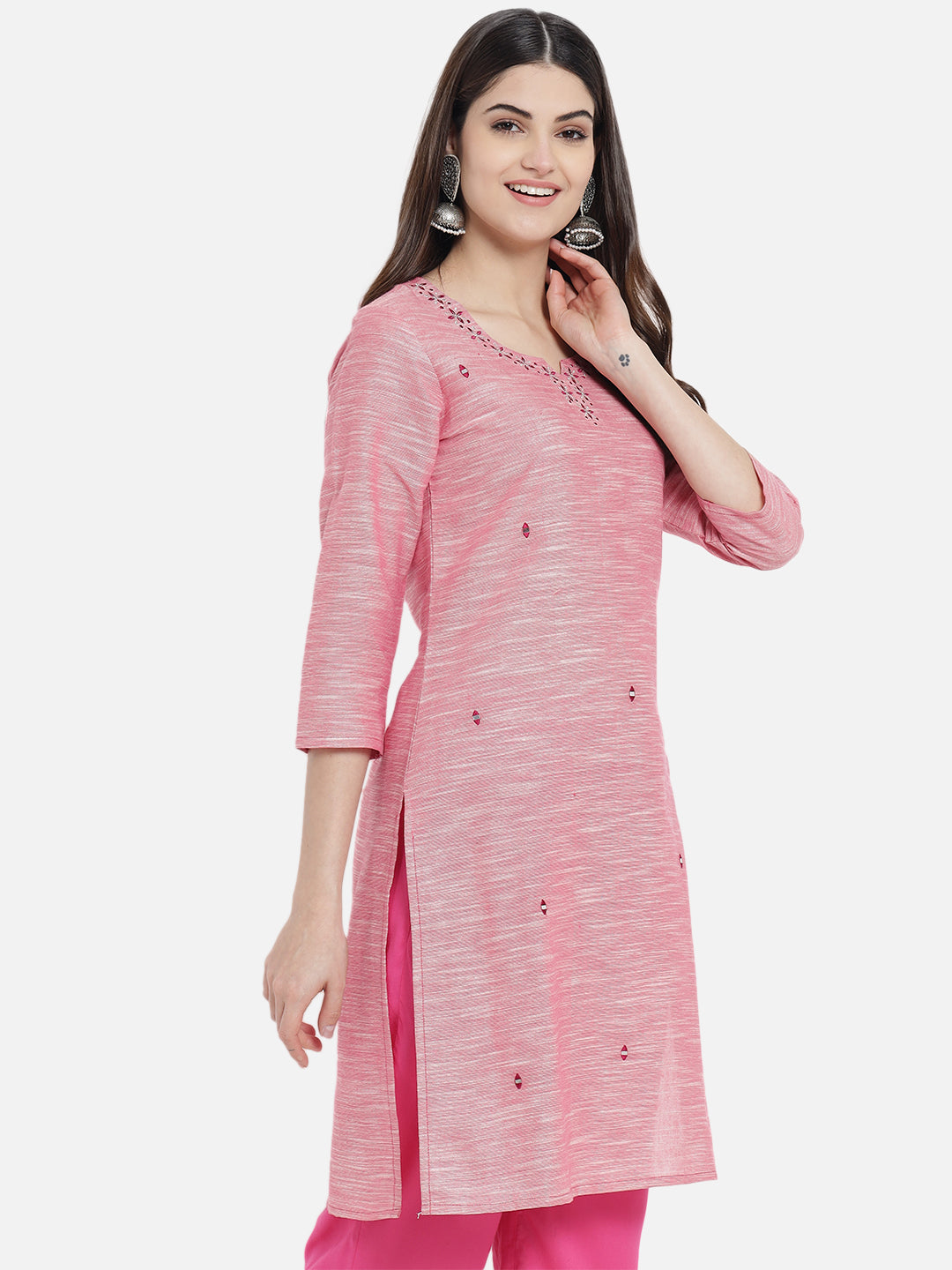 Women's Pink Color Straight Kurta - Aayumi