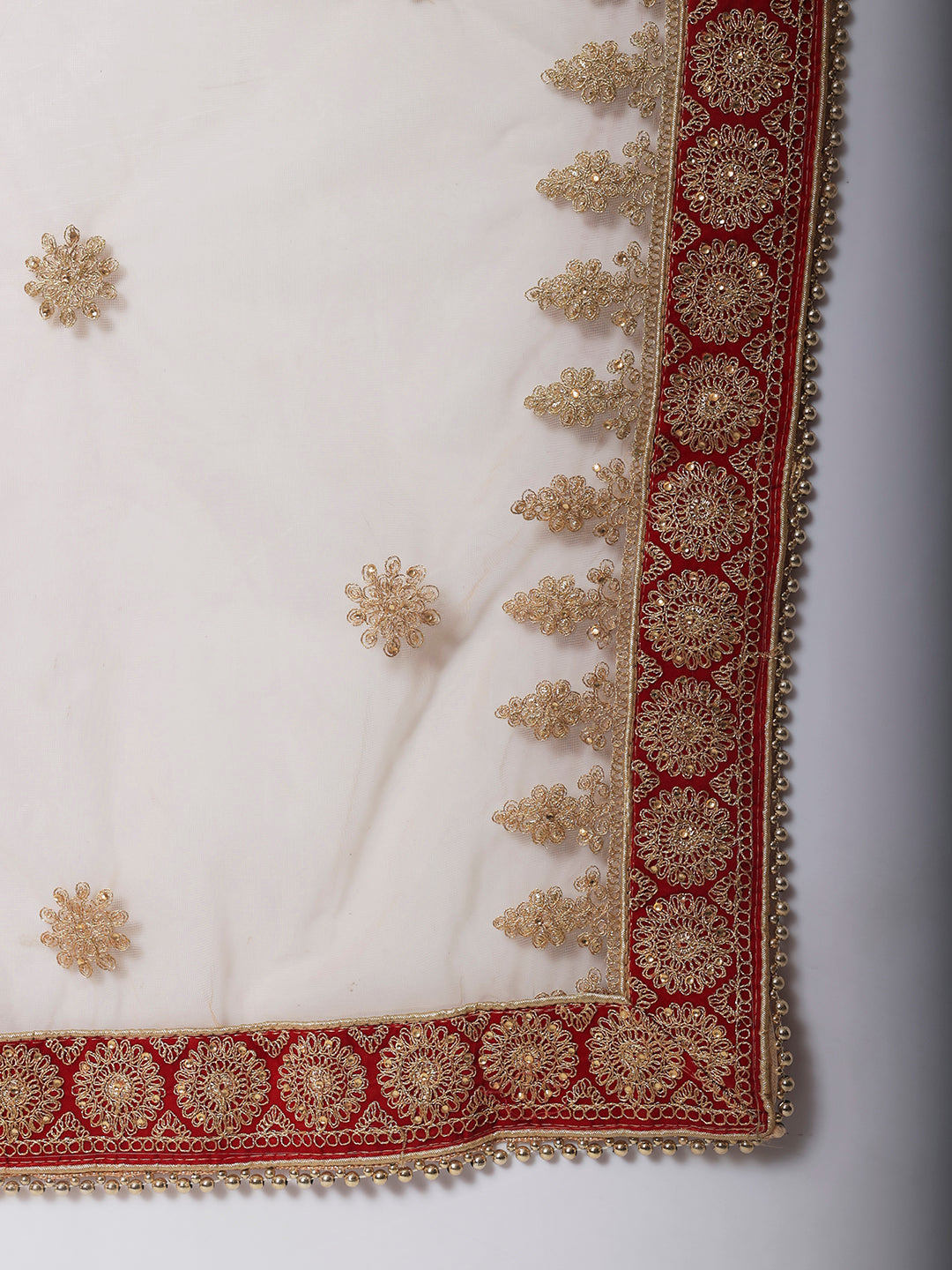 Women's Bridal Maroon Beauty Silk Floorlength With Embroidered Dupatta - Anokherang