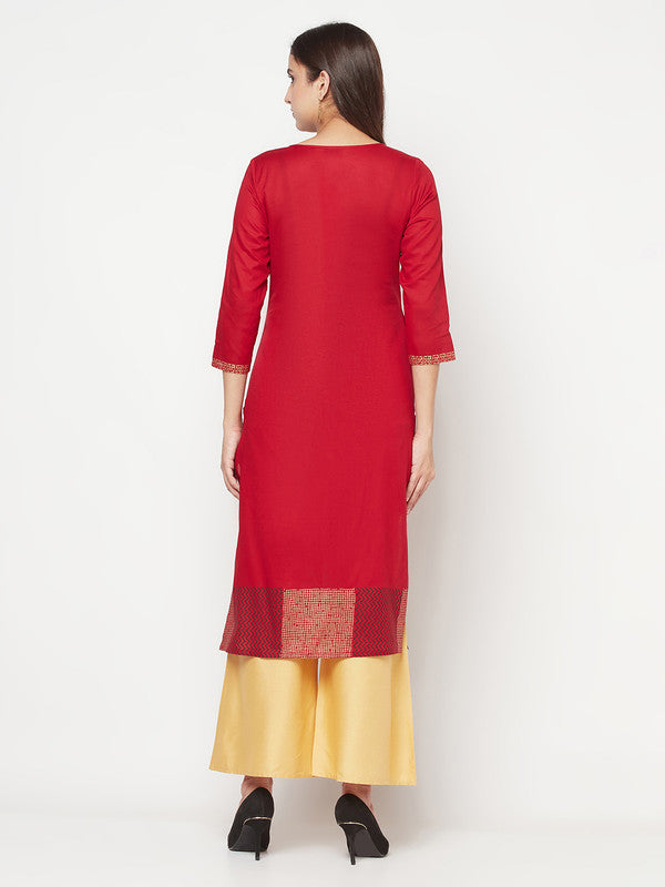 Women's Cotton Foil print straight kurta,Maro