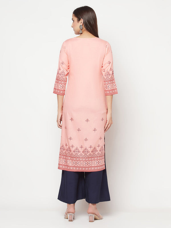 Women's Rayon Digital Screen print straight kurta,Pea
