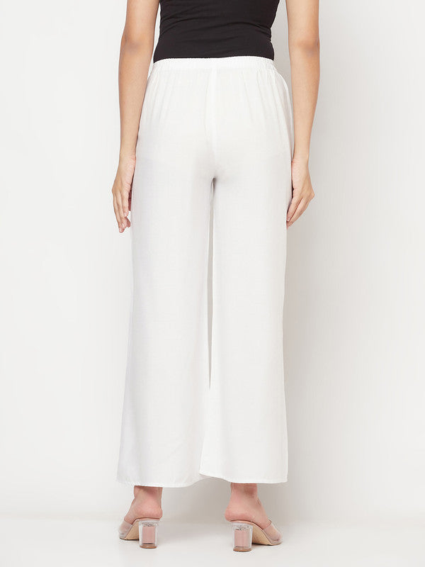 Women's Rayon Flared slip-on Palazzo,Whi