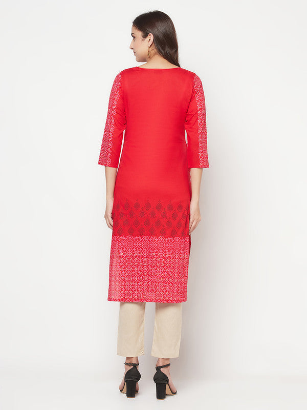 Women's Cotton Block print straight kurta,R