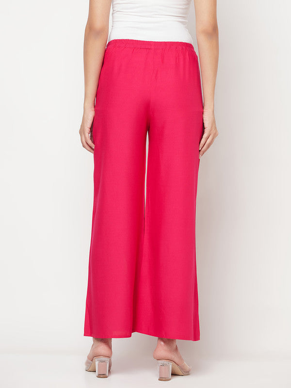 Women's Rayon Flared slip-on Palazzo,Fuchs
