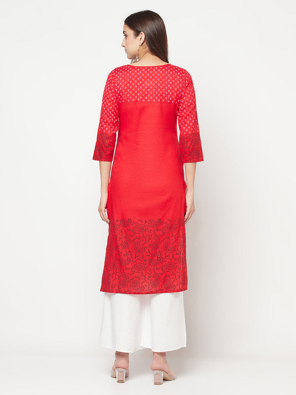 Women's Cotton Block print straight kurta,R