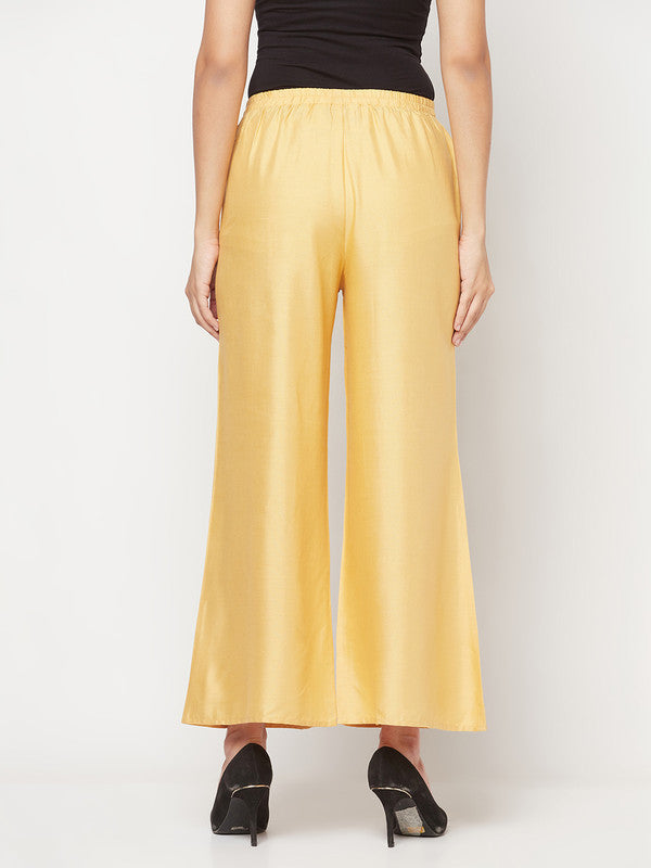 Women's Rayon Flared slip-on Palazzo,Golden/Bei