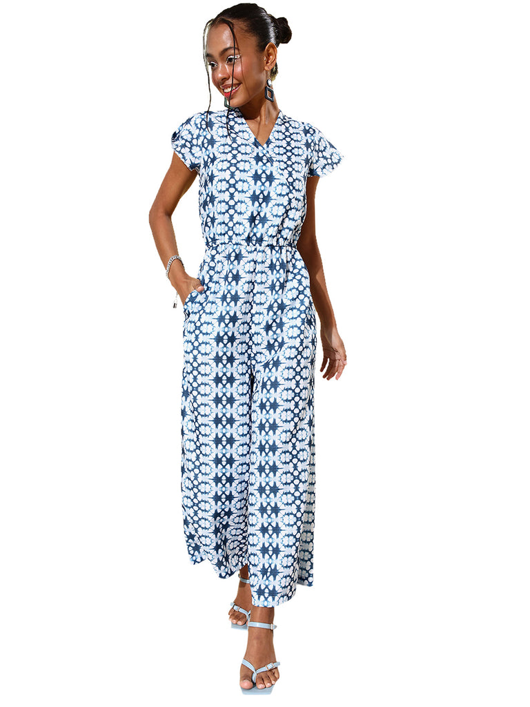 Women's Circular Tie & Dye Linen  Jumpsuit