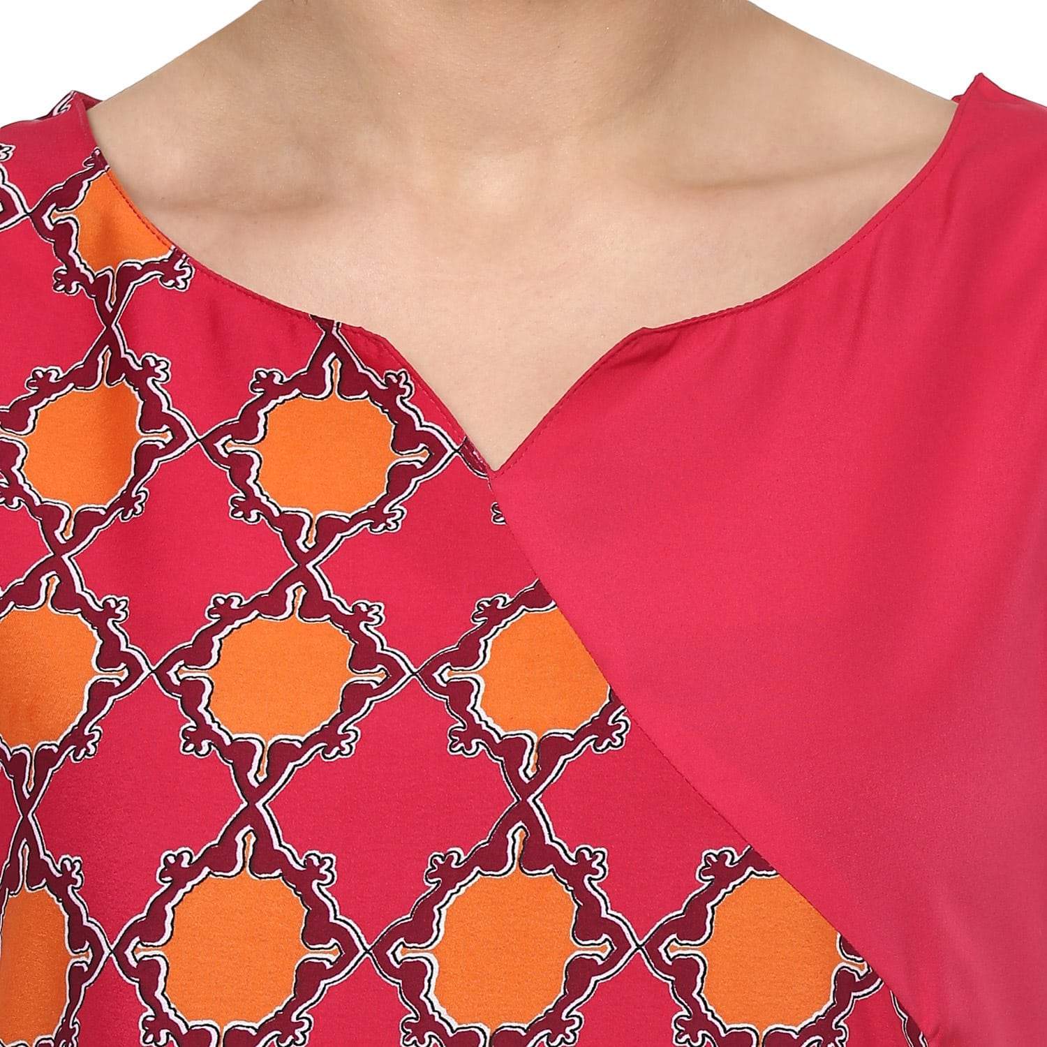 Women's Printed Panelled Color-Block Kurta - Pannkh