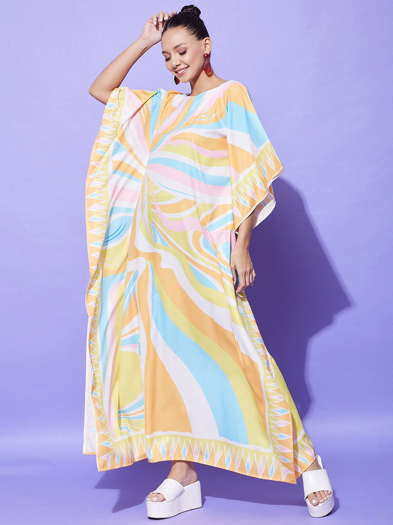 Women's Printed Satin Kaftan