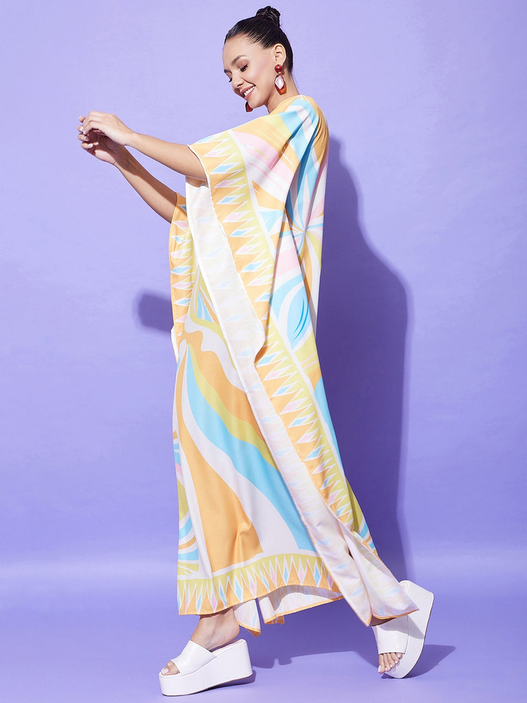 Women's Printed Satin Kaftan