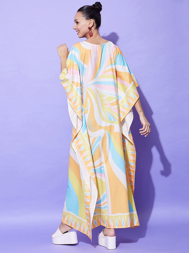 Women's Printed Satin Kaftan