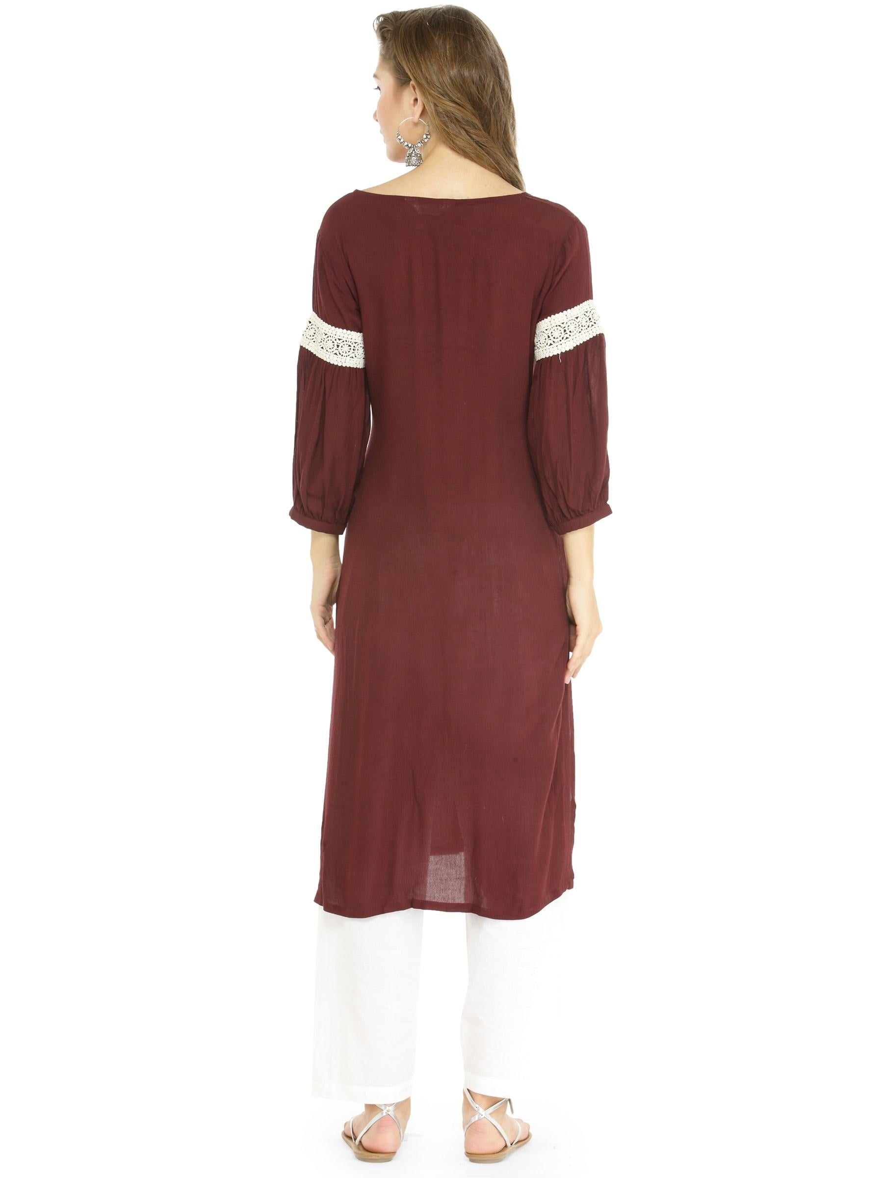 Women's Solid Shirt Kurta With Cold-Shoulder - Pannkh