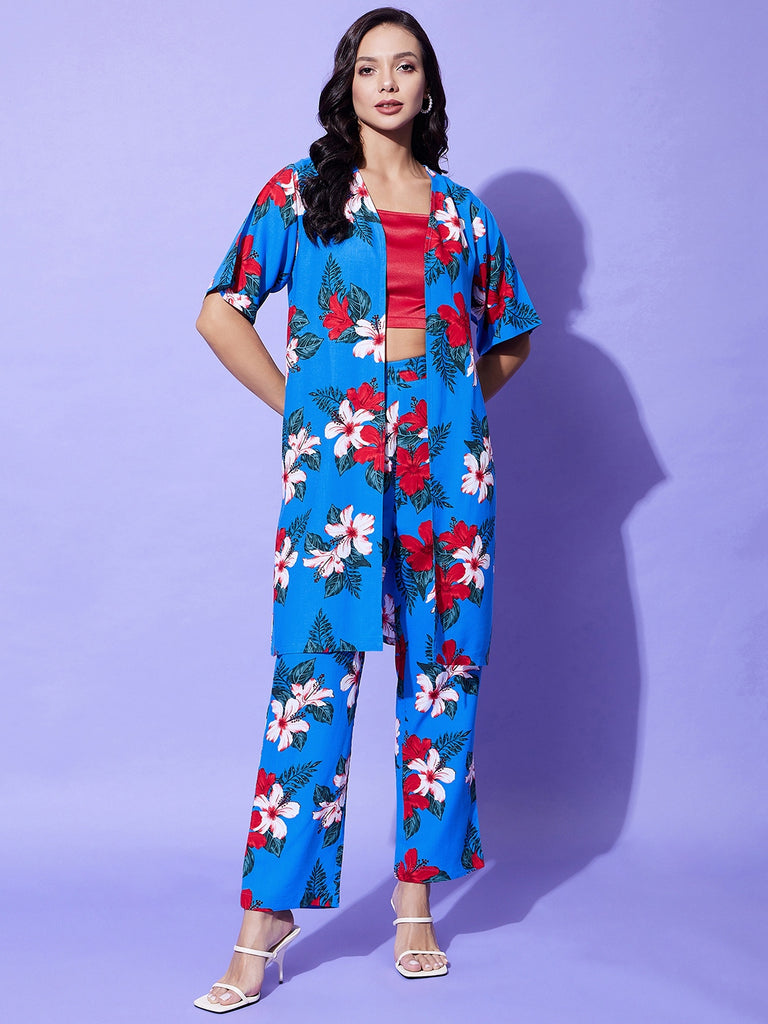 Women's Shrug Top And Trousers 3 Piece Set