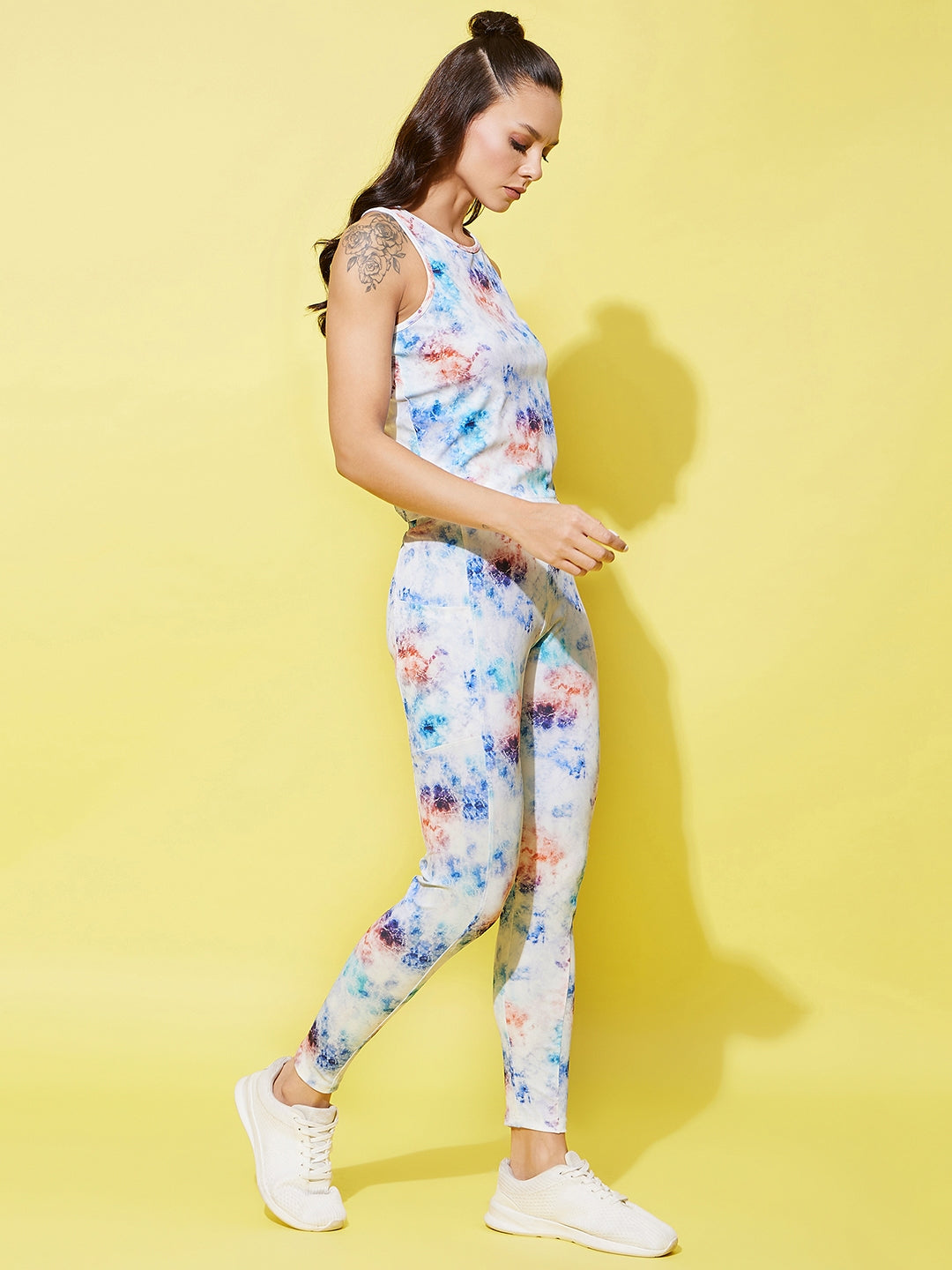 Women's Multi Colored Printed Gym Wear Set - StyleStone