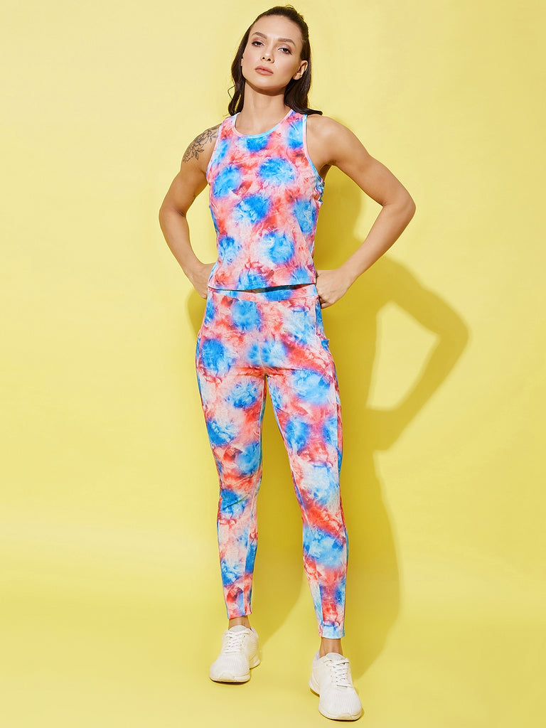 Women's Multi Colored Printed Gym Wear Set
