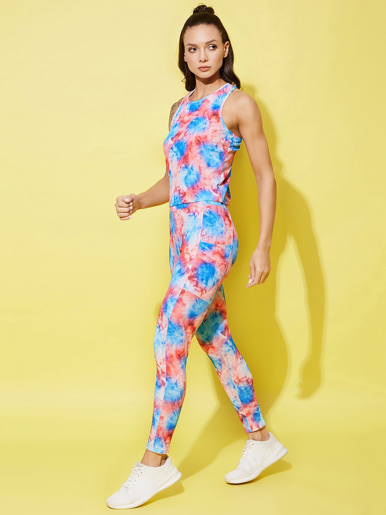 Women's Multi Colored Printed Gym Wear Set