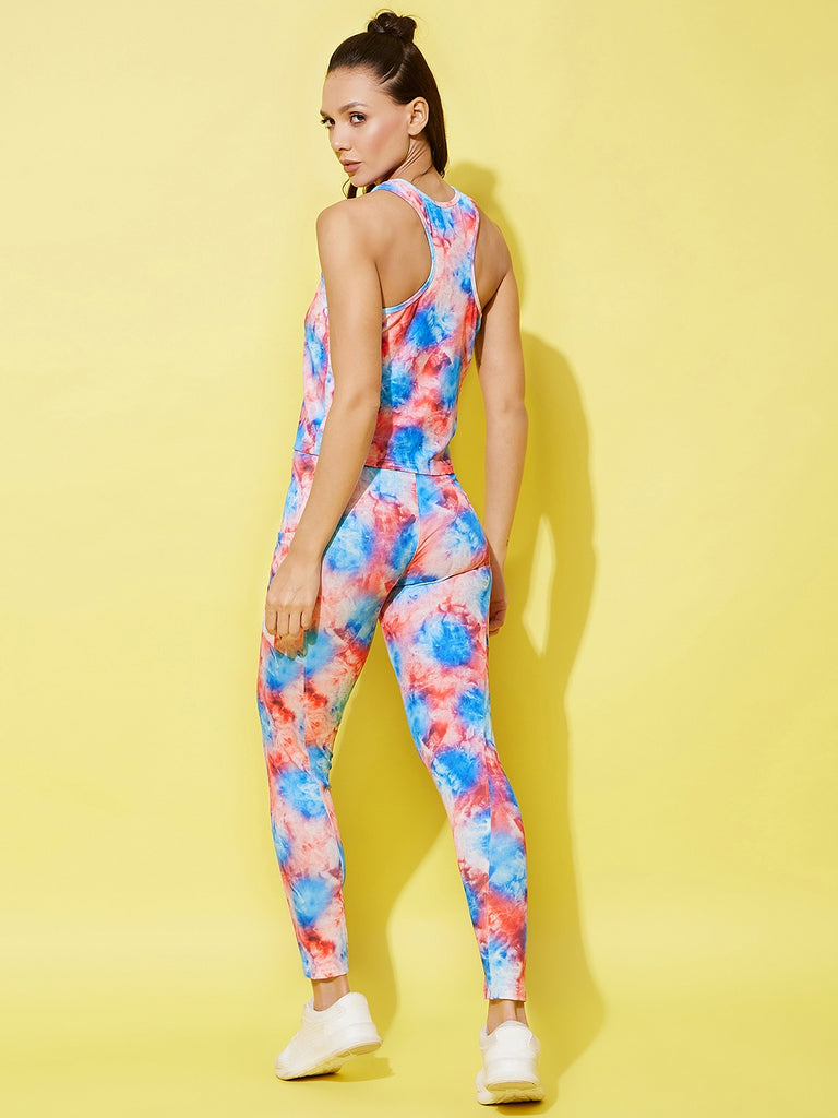 Women's Multi Colored Printed Gym Wear Set