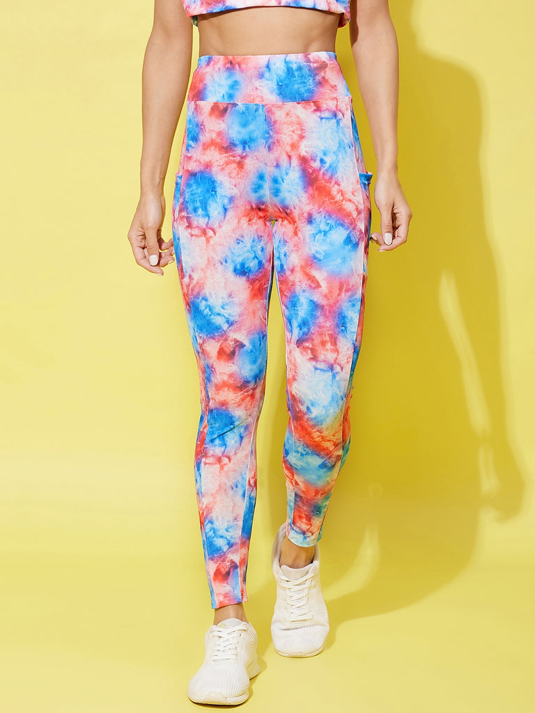 Women's Multi Colored Printed Gym Wear Set