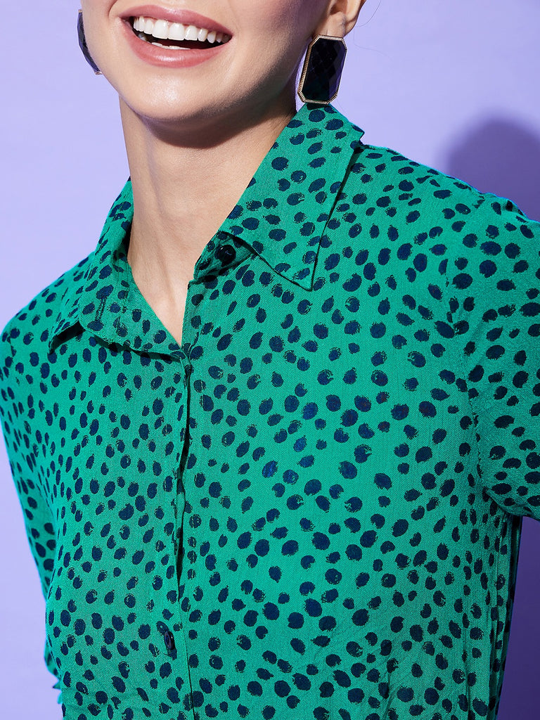 Women's Black And Green Polka Dot Jumpsuit