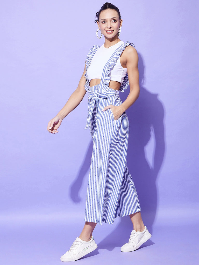 Women's Blue & White Stripe Pinafore Dungaree (T Shirt Not Included)