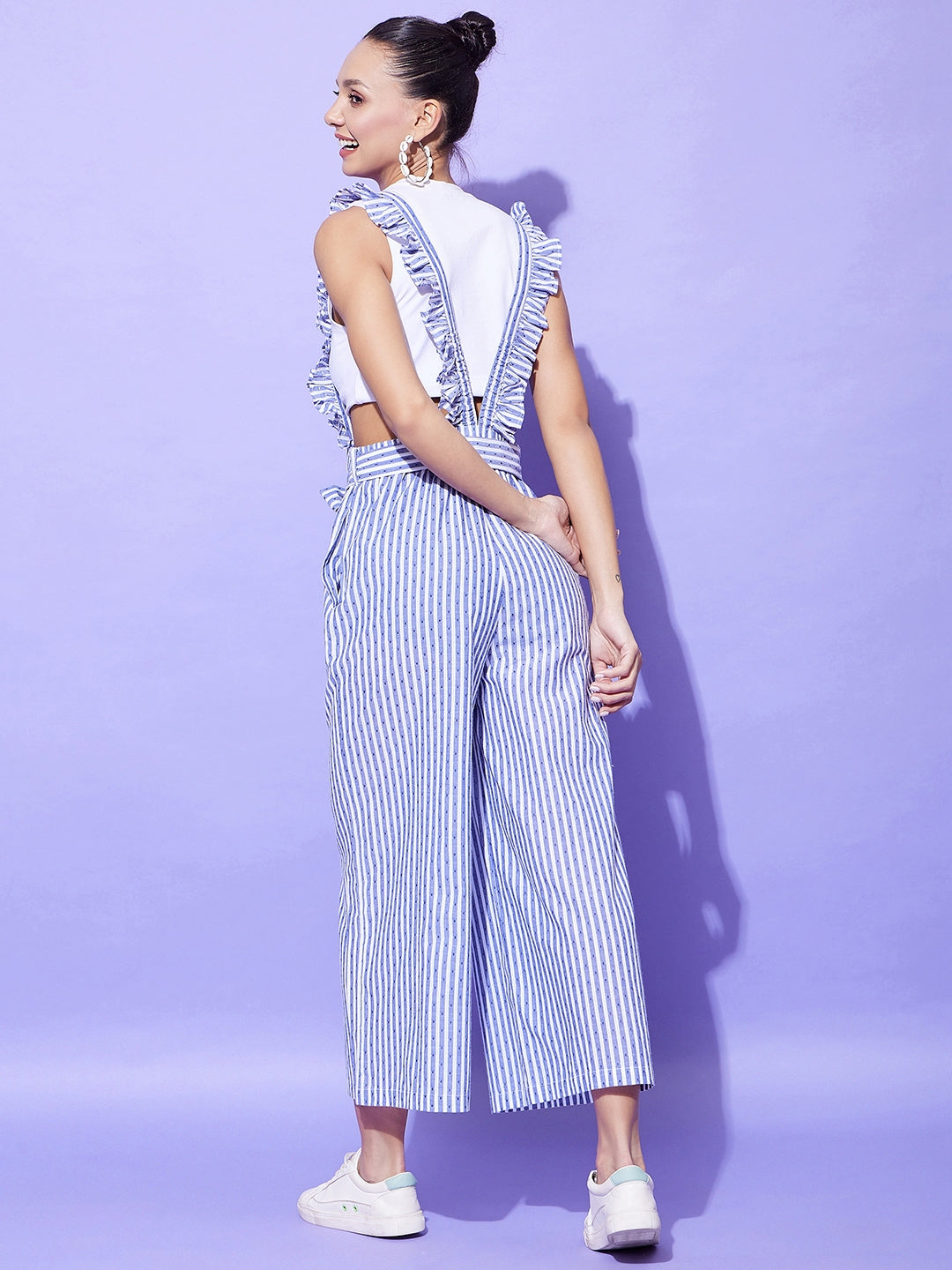 Women's Blue & White Stripe Pinafore Dungaree (T Shirt Not Included) - StyleStone