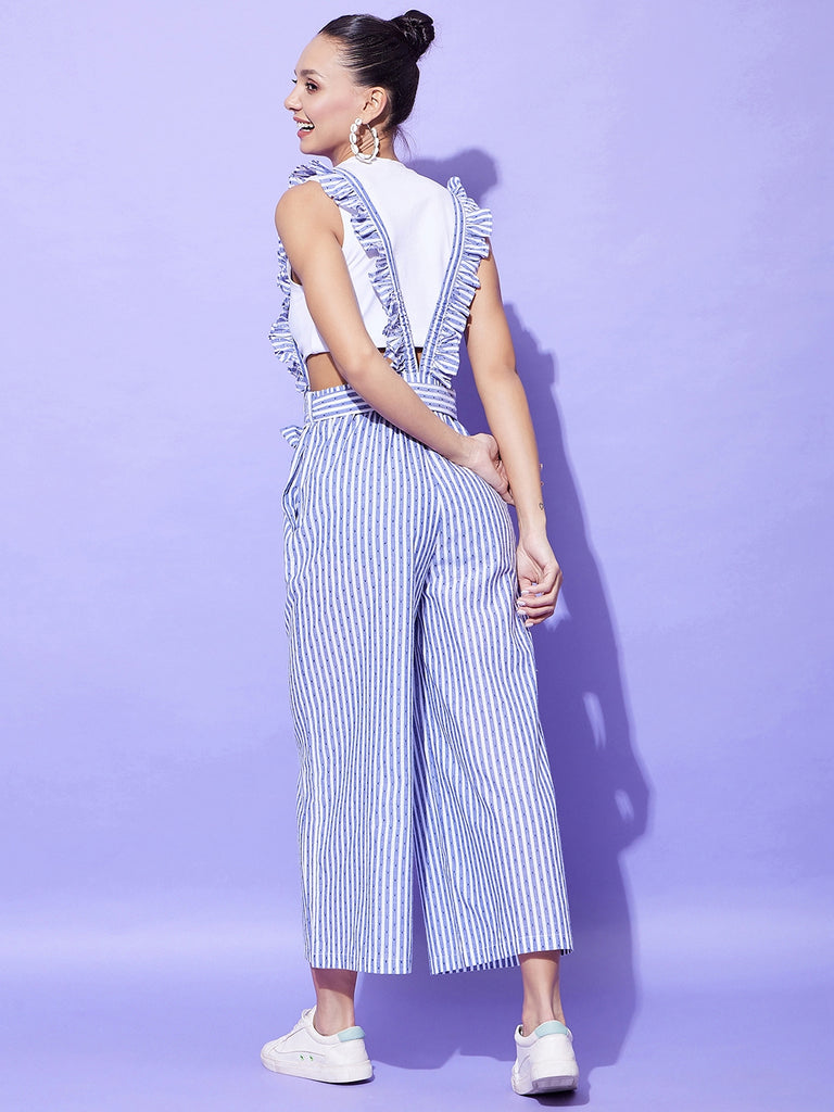 Women's Blue & White Stripe Pinafore Dungaree (T Shirt Not Included)