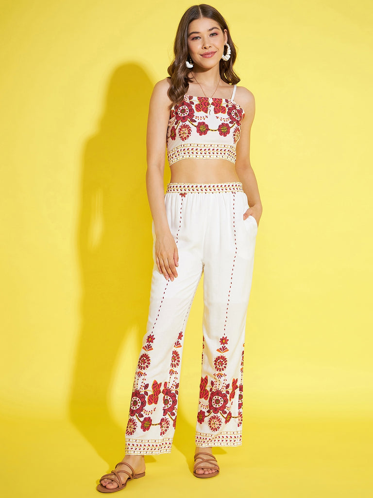 Women's 3 Piece Shrug, Inner & Trouser Rayon Co-Ord Set