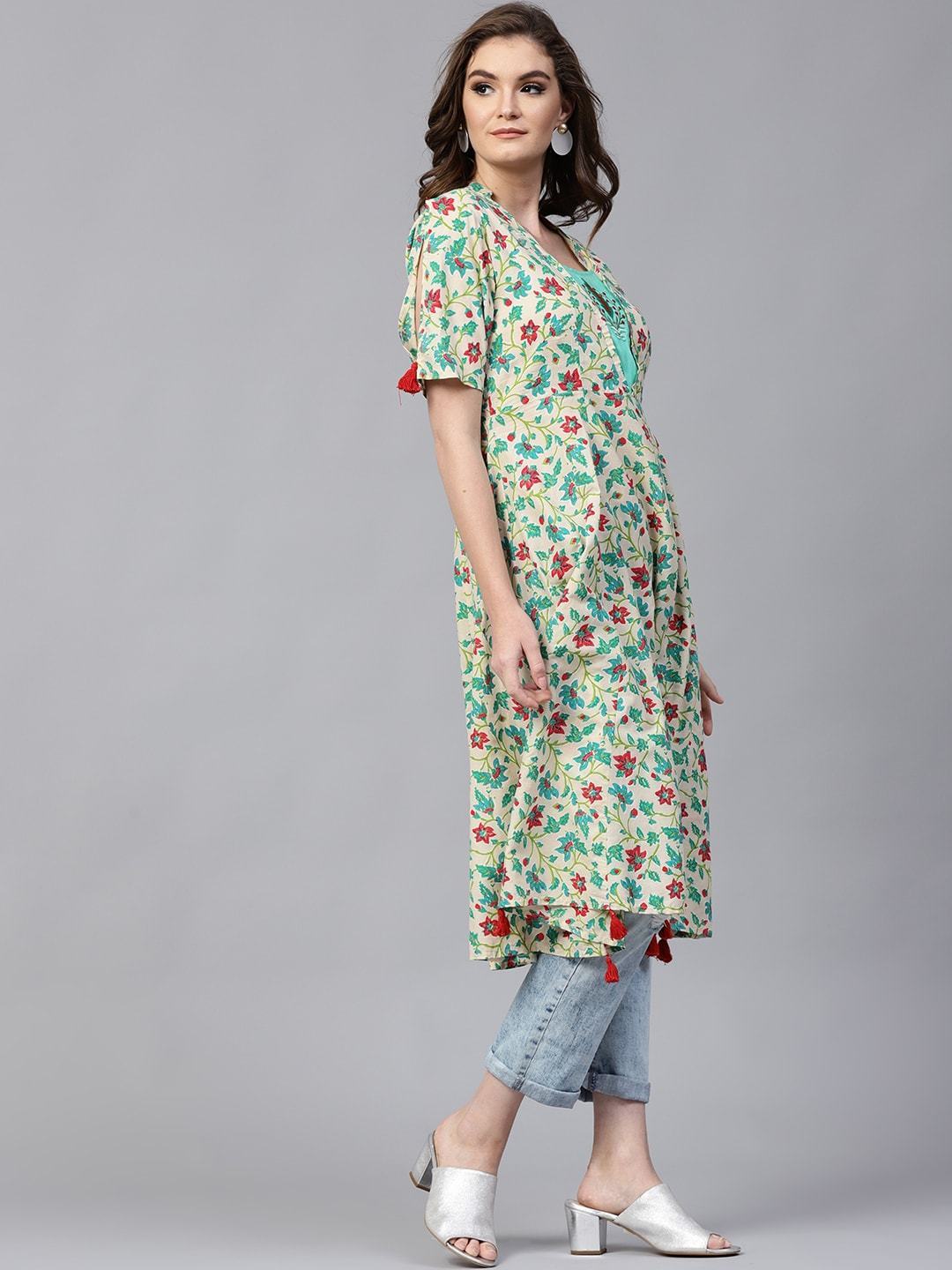 Women's Allover Floral Embroidered Kurta - Pannkh