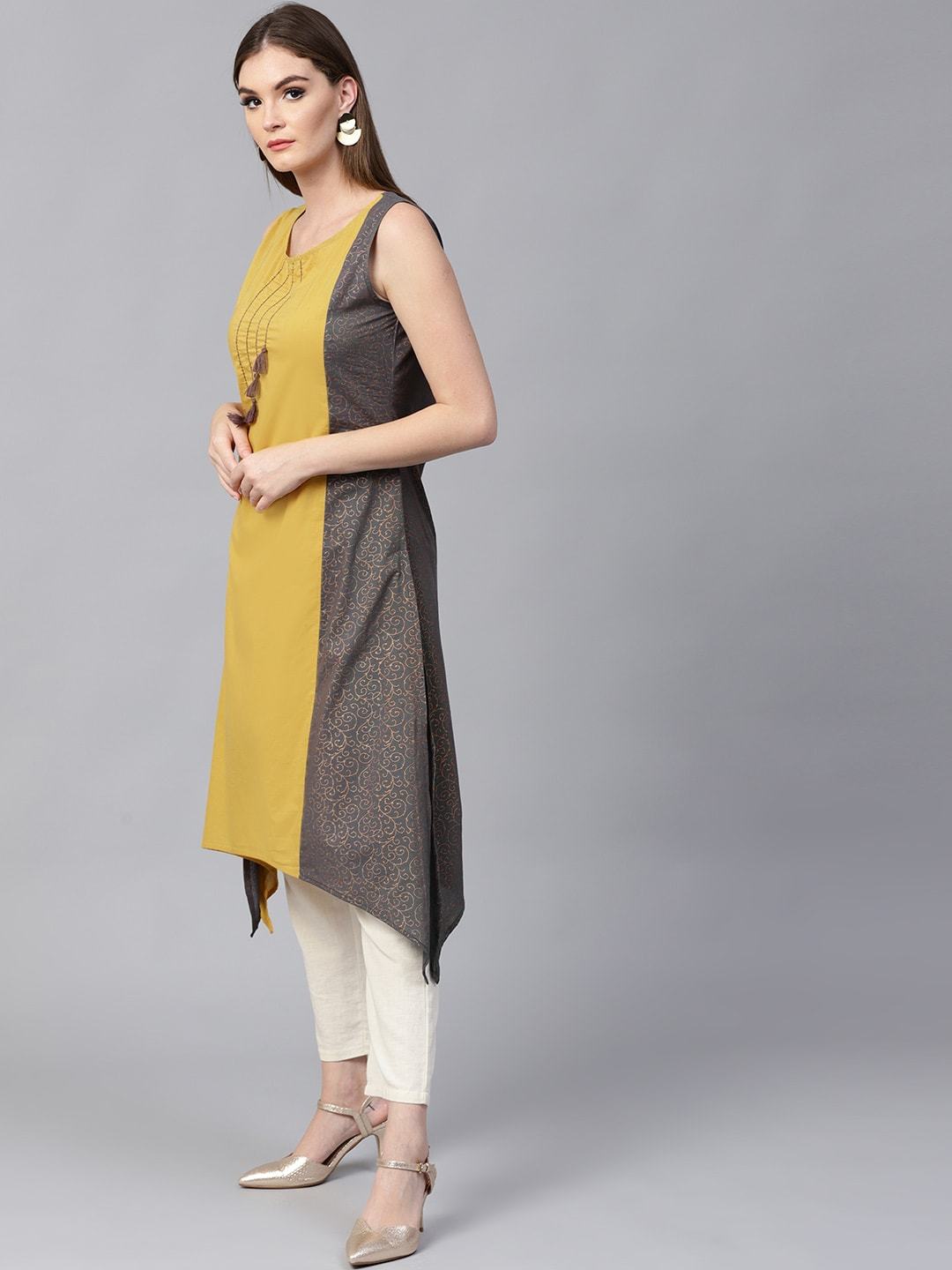 Women's Sleeveless Embroidered Asymmetric Kurta - Pannkh