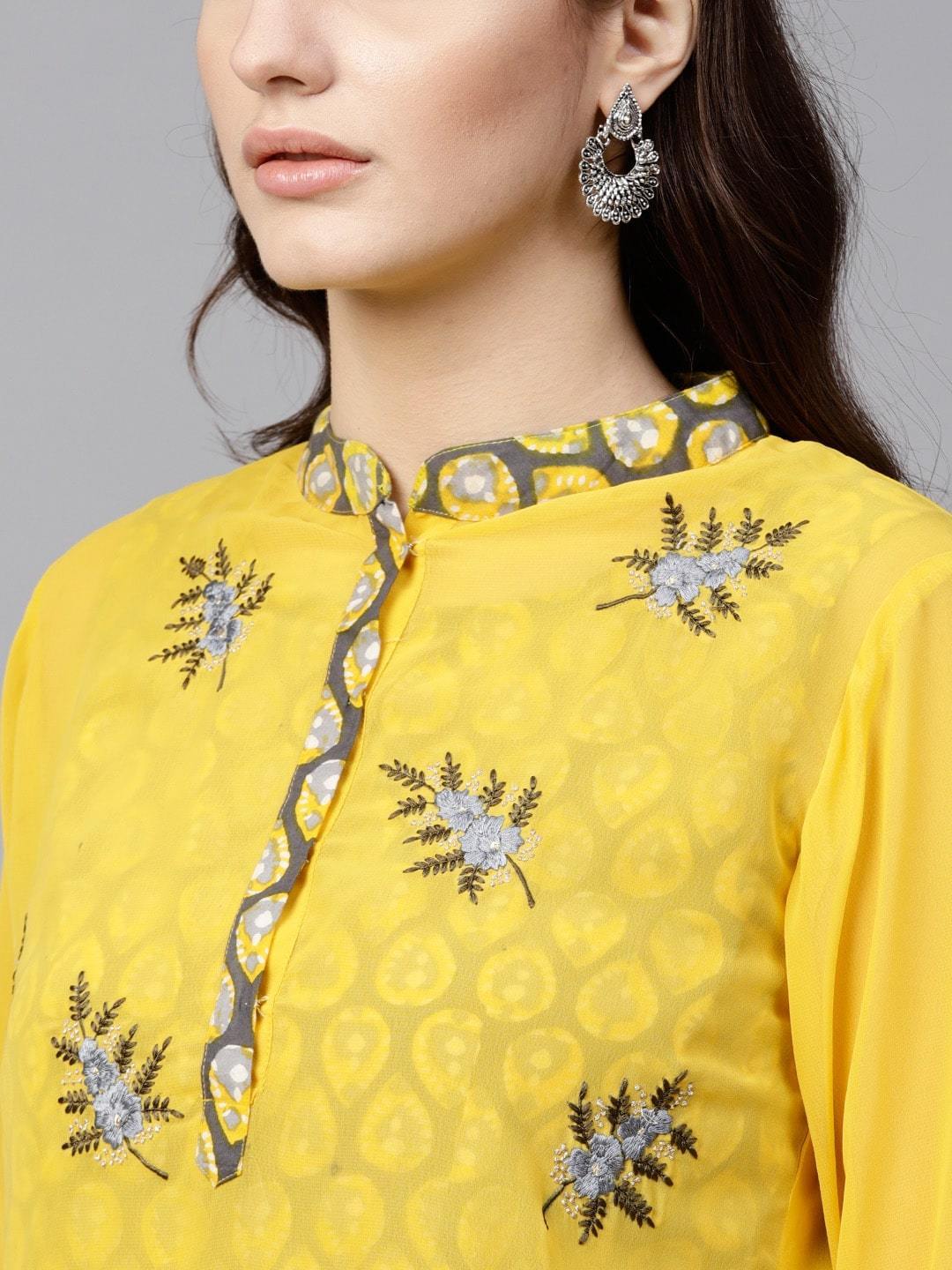 Women's Embroidered Sheer Layered Kurta - Pannkh