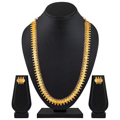 Women's 18K Gold Plated Coin Maharani Haar Necklace With Earrings For Women & Girls - I Jewels