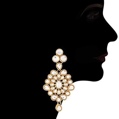 Women's Gold Plated White Kundan with Beads Choker Necklace Set - i jewels