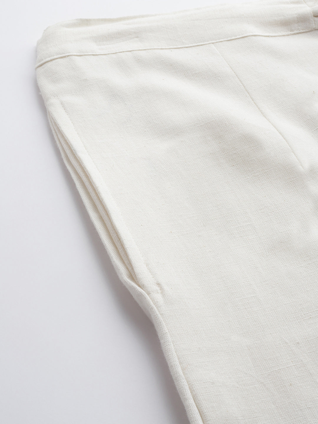 Women's White Pure Cotton Slim Fit Trousers - Yufta
