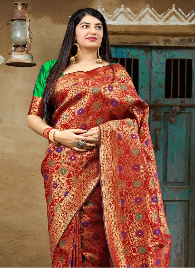 Women's Festive Function Wear Banarasi Silk Saree2 - Monjolika