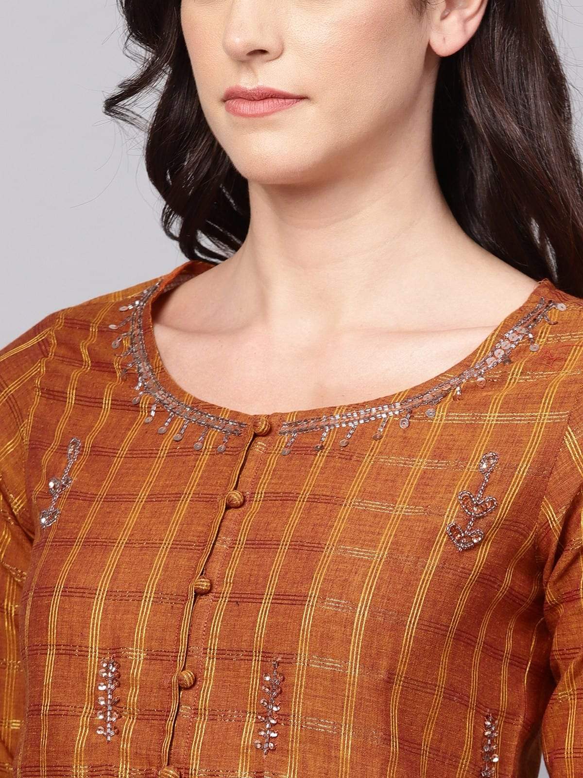 Women's Handloom Lurex Embroidered Straight Kurta - Pannkh