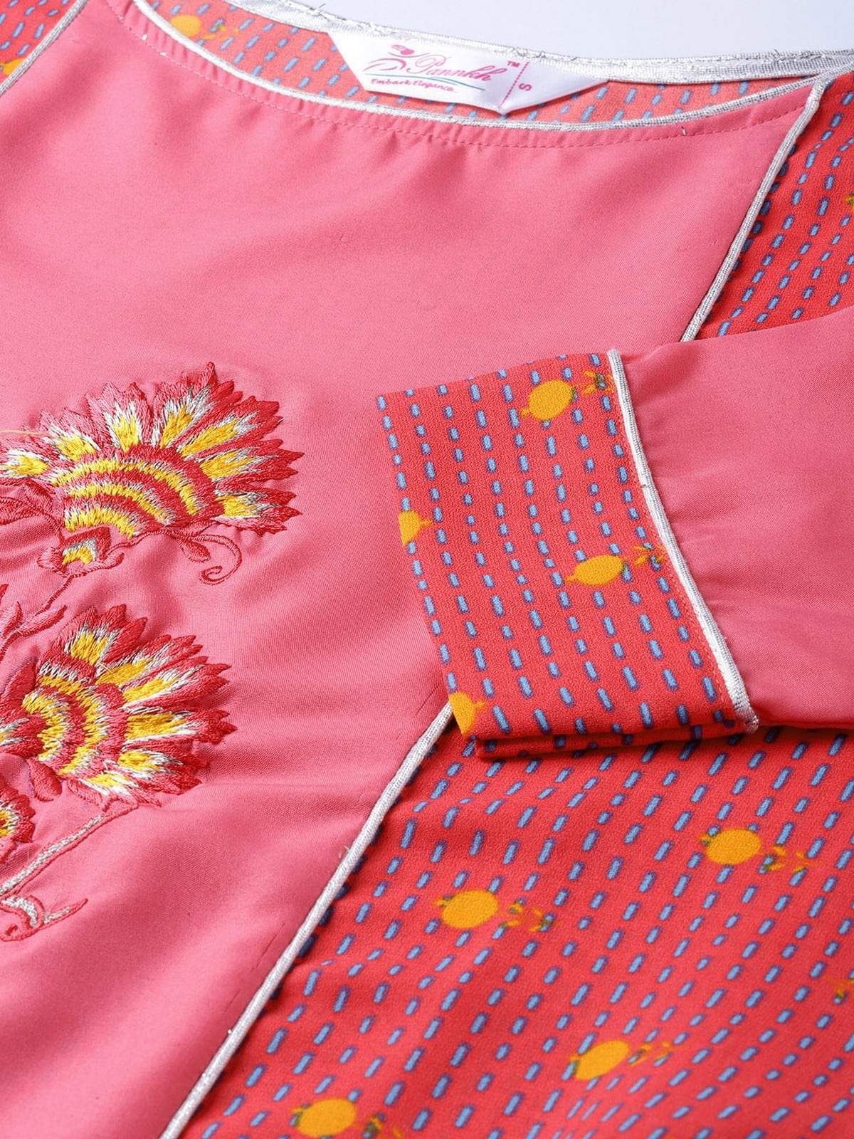 Women's Embroidered Printed Straight Kurta - Pannkh