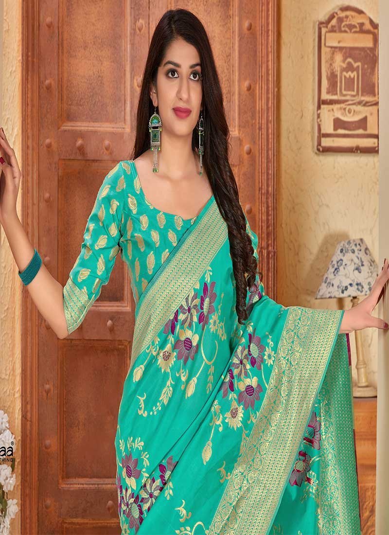 Women's Banarasi Silk Woven Tradtional Saree 4 - Monjolika