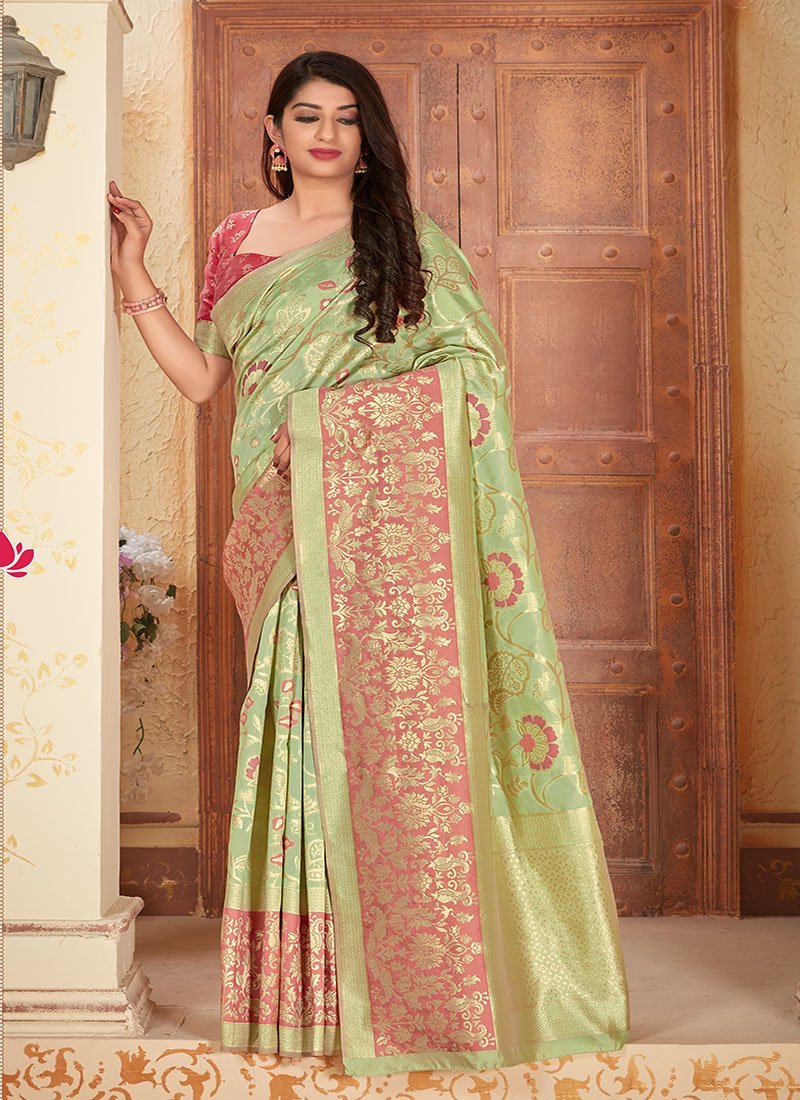Women's Banarasi Silk Woven Tradtional Saree 6 - Monjolika