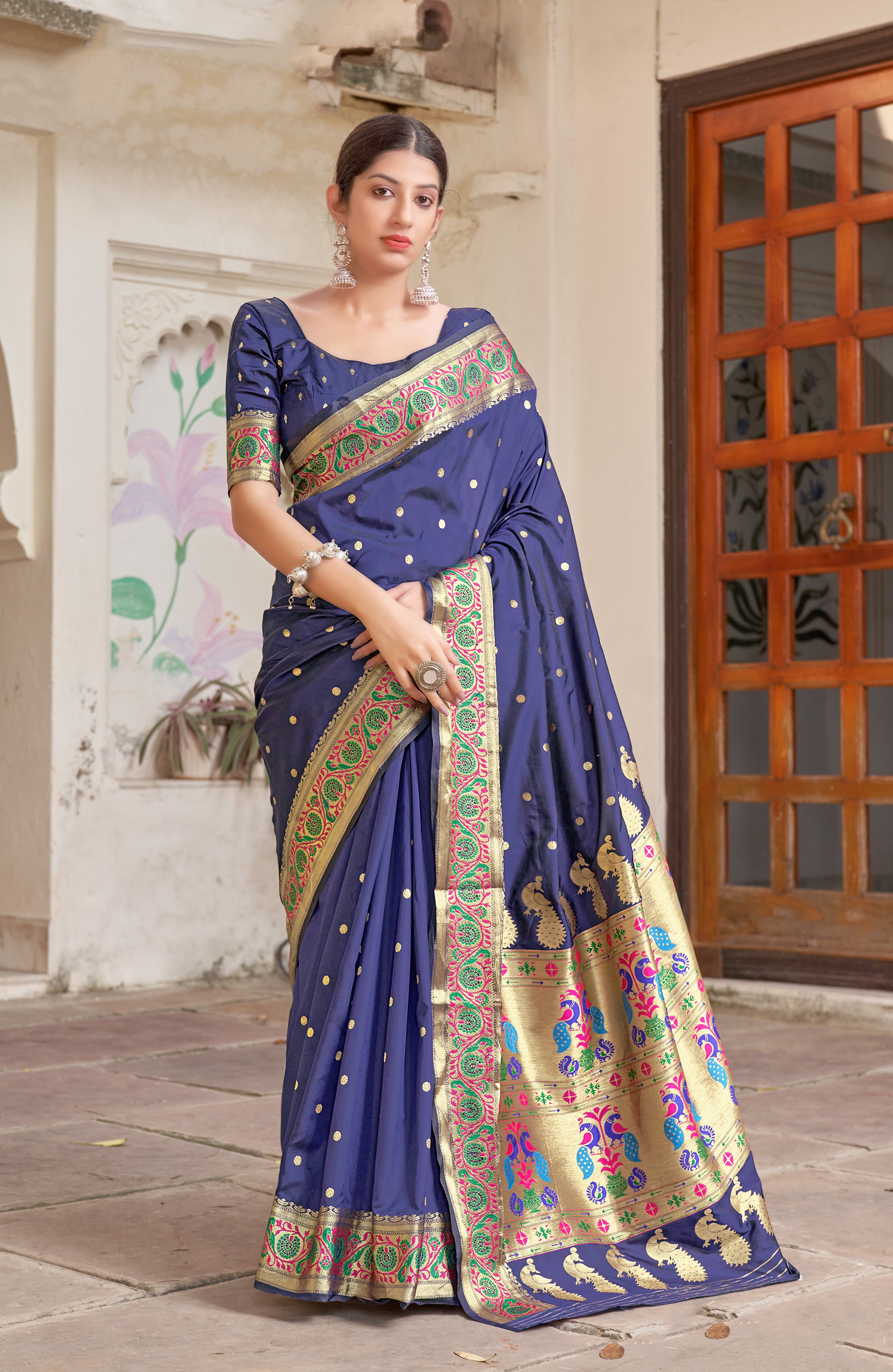 Women's Blue color Weaving Traditional Banarasi Saree - Monjolika Fashion
