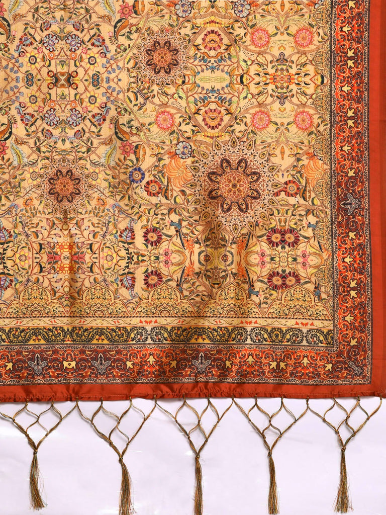 Women's Digital Print Shiney Satin Semistitched Lehenga Choli With Unstitched Blouse And Thred Work Dupatta