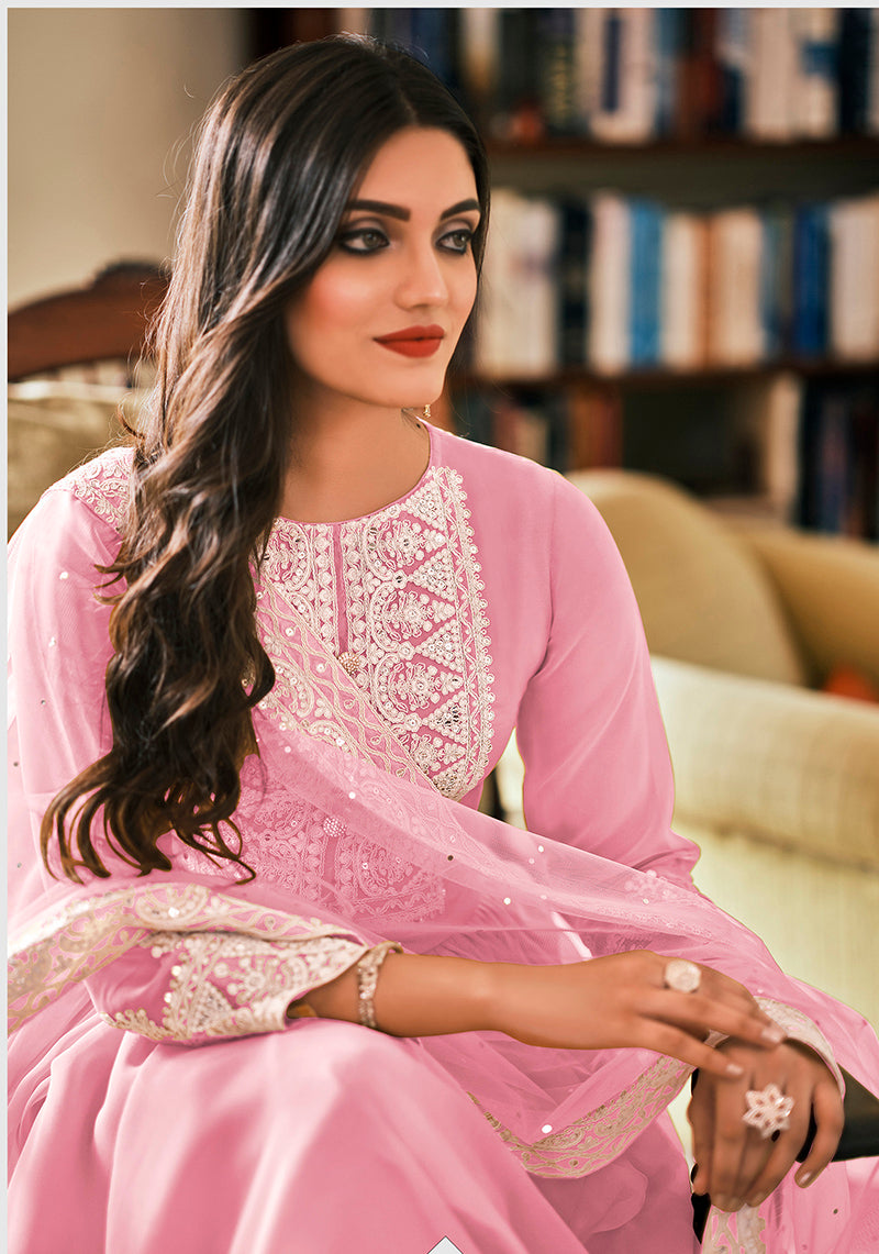 Embroidered Dupatta With Pink Cotton Suit 3823SL22
