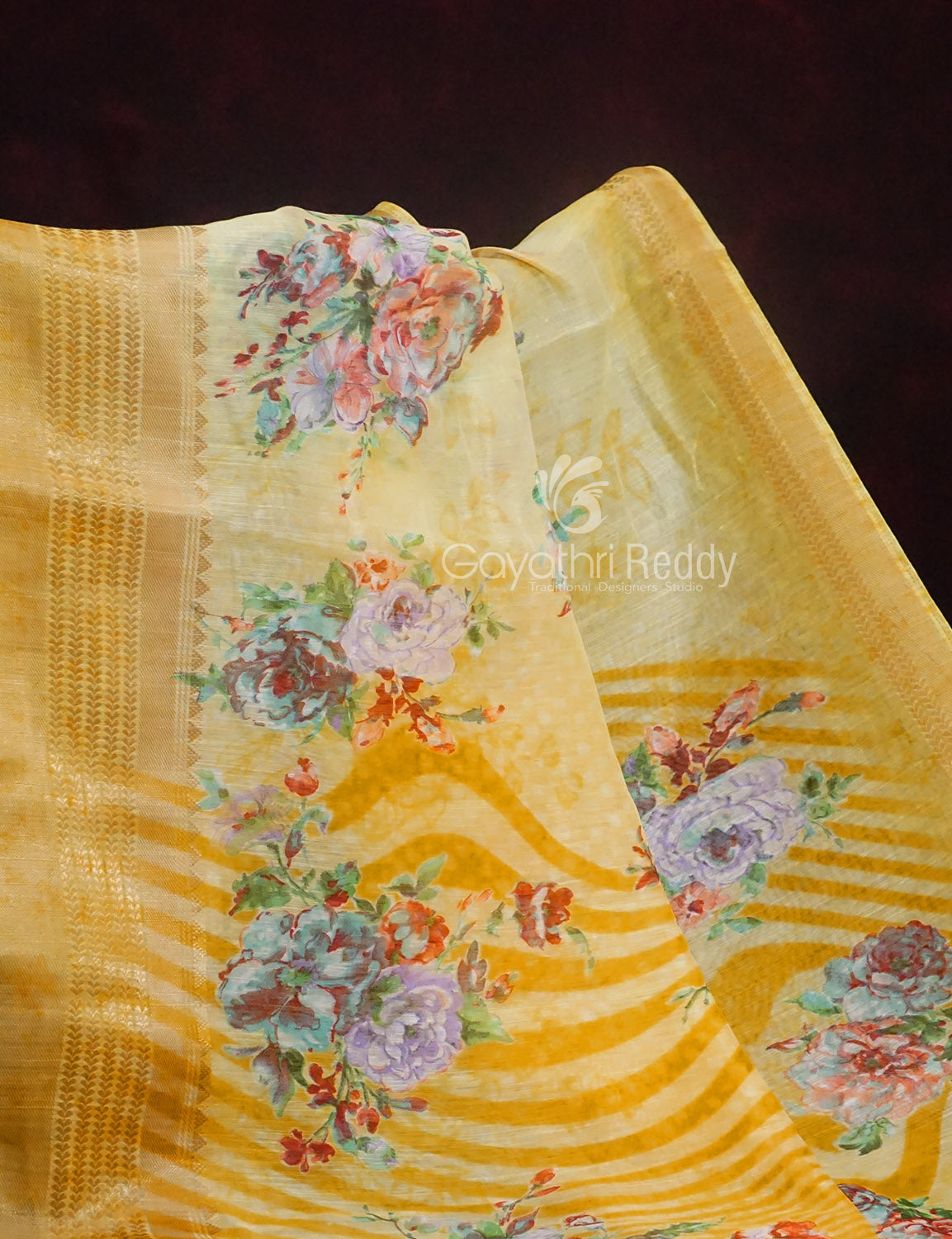 Women's Yellow Semi Chanderi Saree - Gayathri Sarees