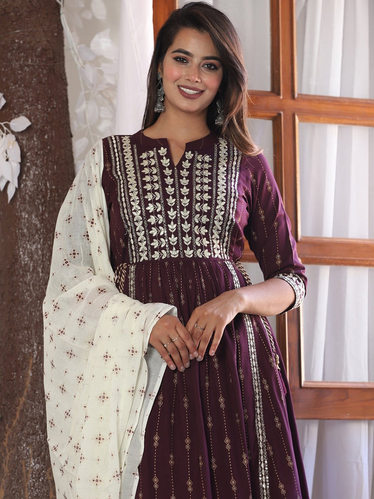 Women's Ethnic Motifs Printed Kurta With Palazzos & Dupatta
