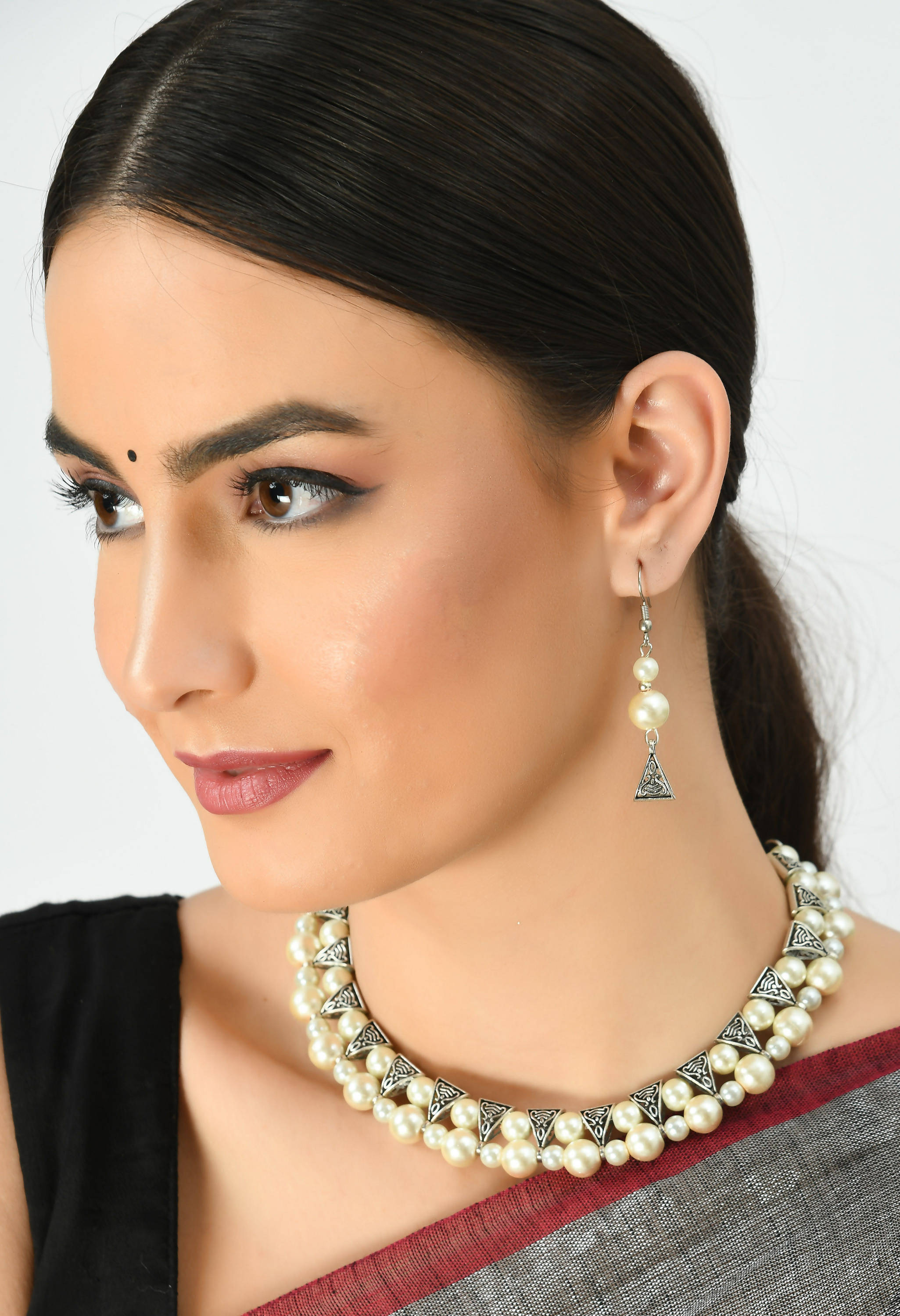 Kamal Johar Traditional Design Pearls Necklace Set Mangalsutra Jkms_086